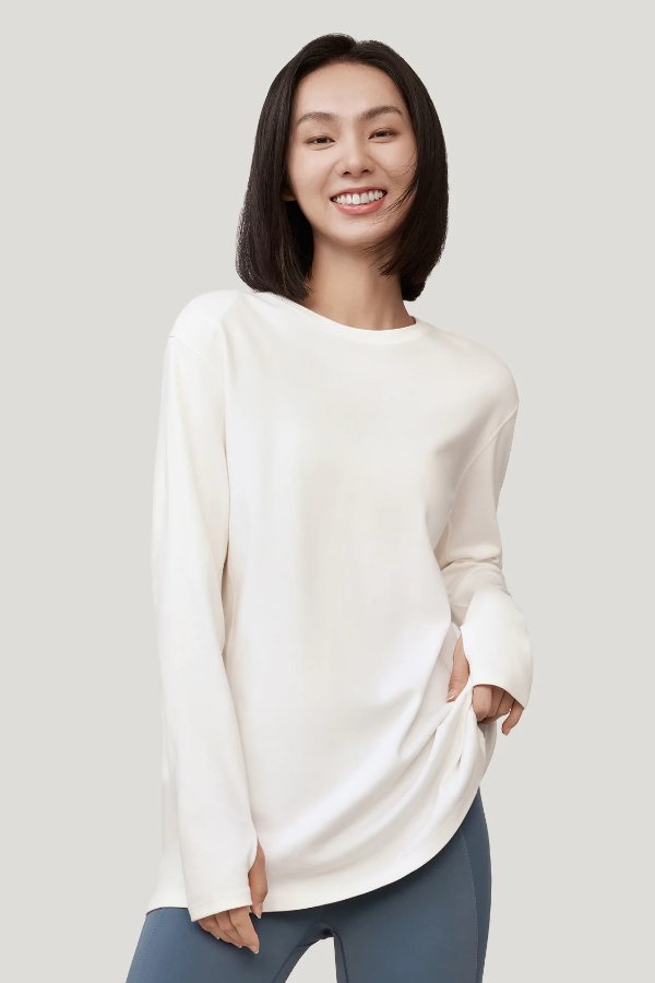 Women's Long-Sleeve Crewneck Cotton T-Shirt