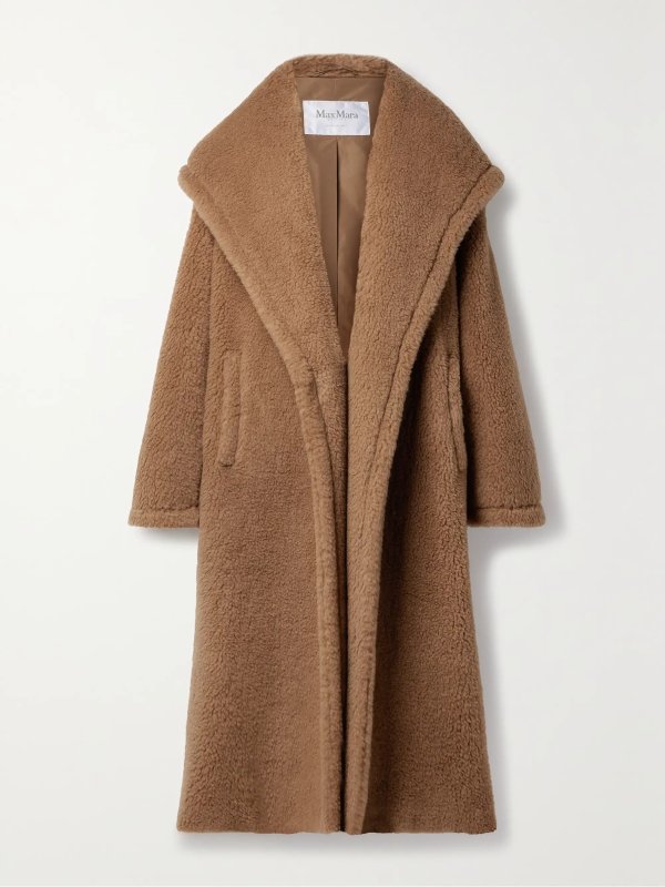 Apogeo oversized camel hair and silk-blend fleece coat