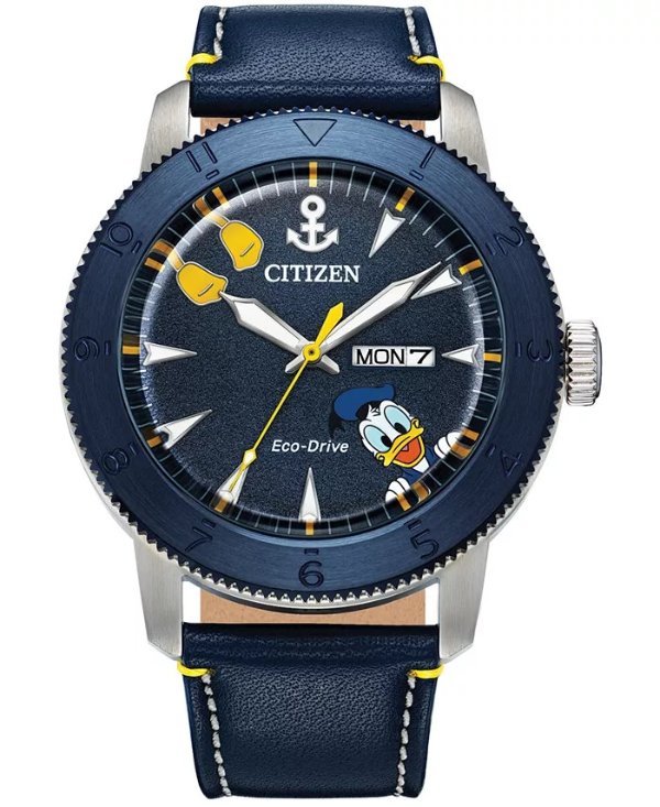 Donald Duck Blue Leather Strap Watch 44mm
