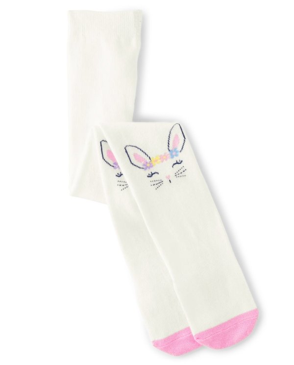 Girls Bunny Tights - Spring Celebrations - simplywht