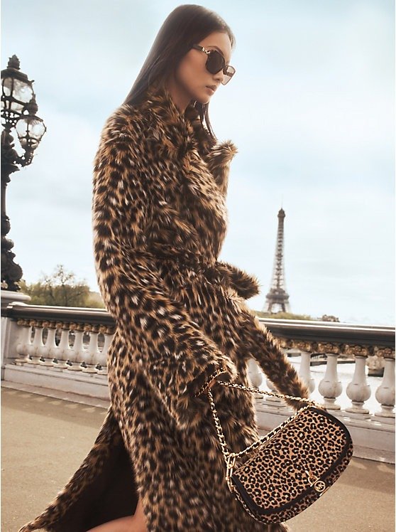 Leopard Print Faux Fur Robe Coat