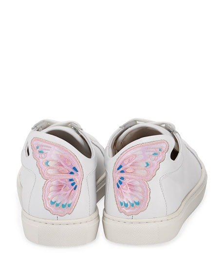 Bibi Butterfly Low-Top Leather Sneakers, White