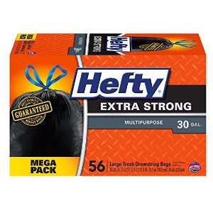 Hefty 抗异味30加仑容量黑色厨房垃圾袋(56个装)