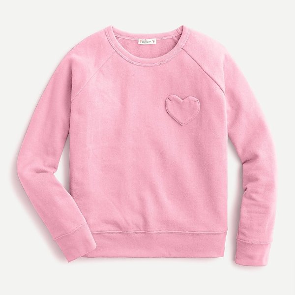 Girls' heart-pocket crewneck sweatshirt