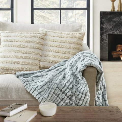Better Homes & Gardens Faux Fur Throw Blanket, Grey Dip Dye, Standard Throw