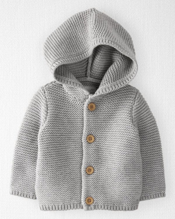婴儿有机棉针织连帽外套