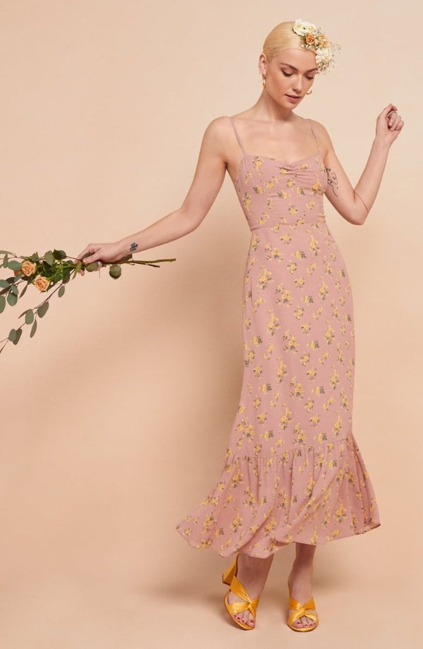 Emersyn Floral Ruffle Hem Maxi Dress