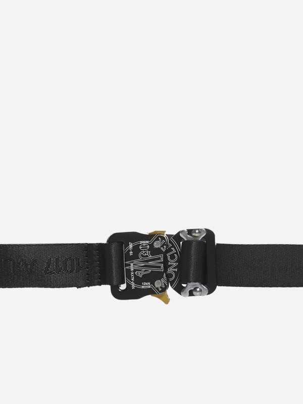 Logo-buckle jacquard nylon belt