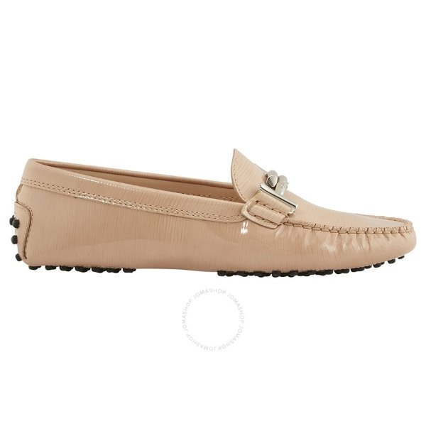 Tods Gommini Maxi Doppia T Leather Driving Shoes Nude