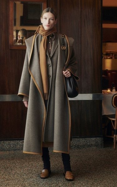 Hooded Belted Double-Faced Wool Wrap Coat