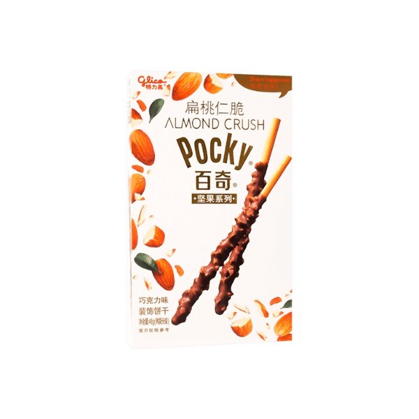 百奇 Pocky 坚果系列 扁桃仁脆 巧克力味长条饼干棒 48g