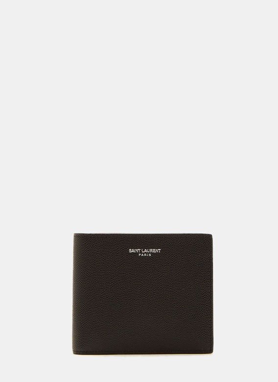 Men’s Leather Techno Fold Wallet in Black