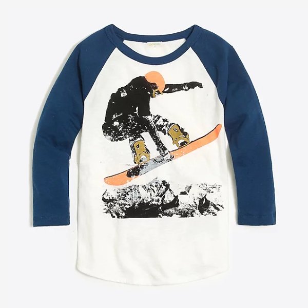 Boys' raglan sleeve snowboarder storybook T-shirt