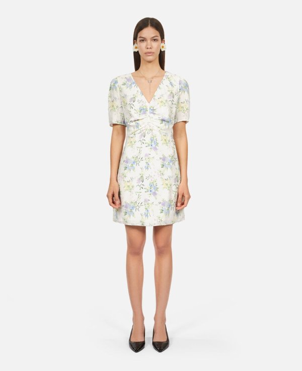 Short printed dress with shirring | The Kooples - US