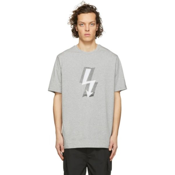 - Grey Taped Lightning Bolt T-Shirt