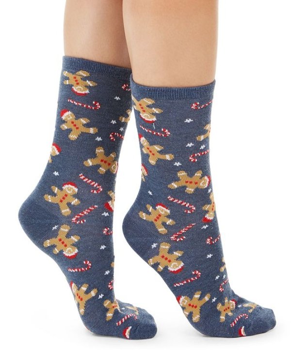 Women's Gingerbread Candy Cane Crew Socks, Created for Macy's