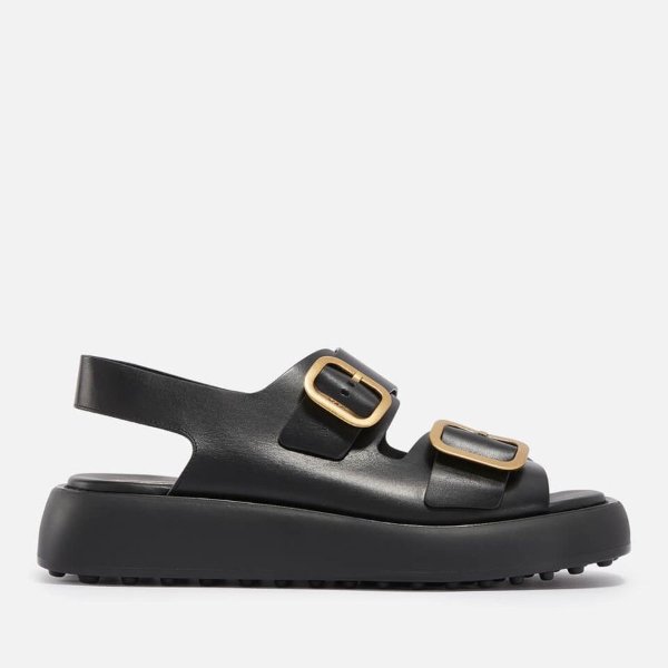 Women's Double Buckle Leather Sandals