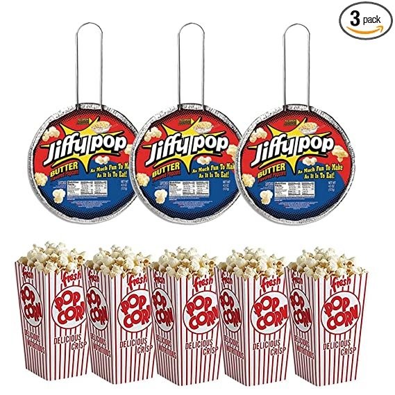 Jiffy Pop Popcorn On Stove - Jiffy Pop Campfire Popcorn - Stove Top Popcorn - Stovetop Popcorn - Movie Popcorn - Campfire Popcorn Popper - Fluffy Popcorn - Butter Popcorn - Dean Products