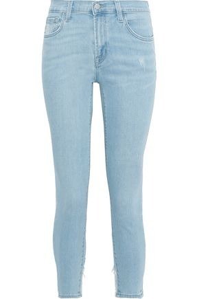 835 cropped distressed mid-rise skinny jeans