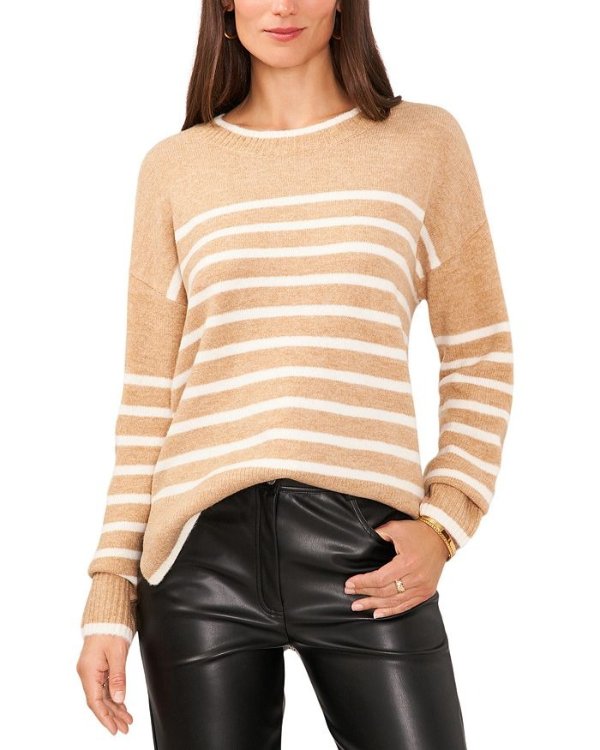 Round Neck Stripe Print Sweater - 100% Exclusive
