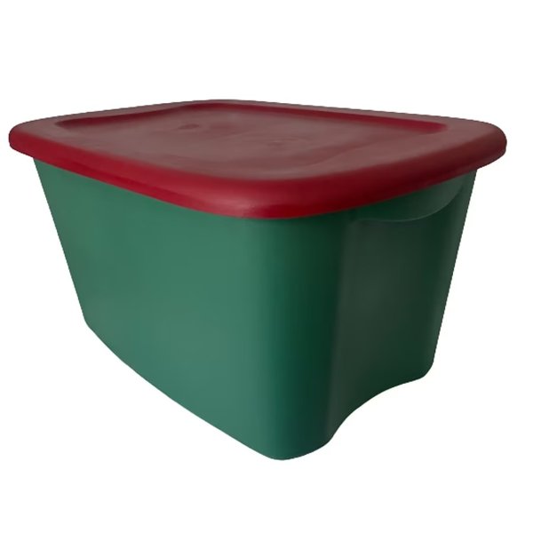 Holiday Living Medium 18-Gallons (72-Quart) Red and Green Tote with Standard Snap Lid