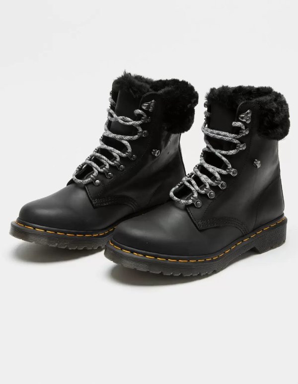1460 Serena Collar Faux Fur Lined Lace Up Womens Boots - BLACK | Tillys