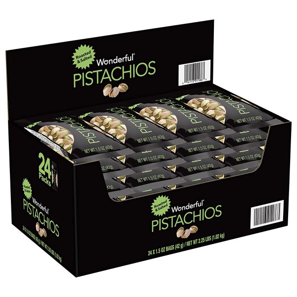 Wonderful Pistachios Roasted and Salted, 1.5 Ounce (Pack of 24)