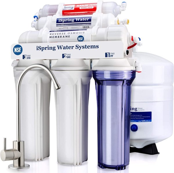 RCC7AK 6-Stage Under Sink Reverse Osmosis Drinking Water Filter System, NSF Certified, 75 GPD, Superb Taste High Capacity Filtration with Natural pH Alkaline Remineralization