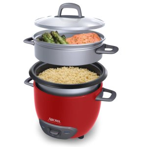 Aroma 6-Cup (Cooked) (3-Cup UNCOOKED) Pot Style Rice Cooker and Food Steamer
