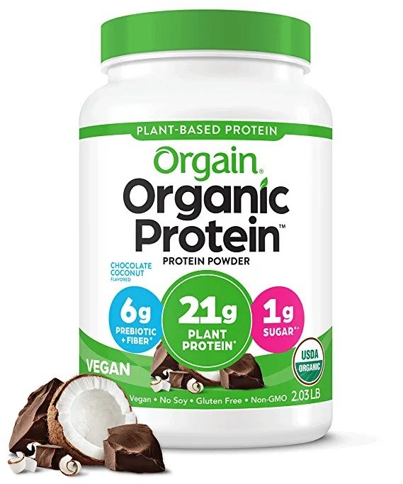 Organic Vegan Protein Powder, Chocolate Coconut - 21g of Plant Based Protein, Low Net Carbs, Non Dairy, Gluten Free, Lactose Free, No Sugar Added, Soy Free, Kosher, Non-GMO, 2.03 Pound