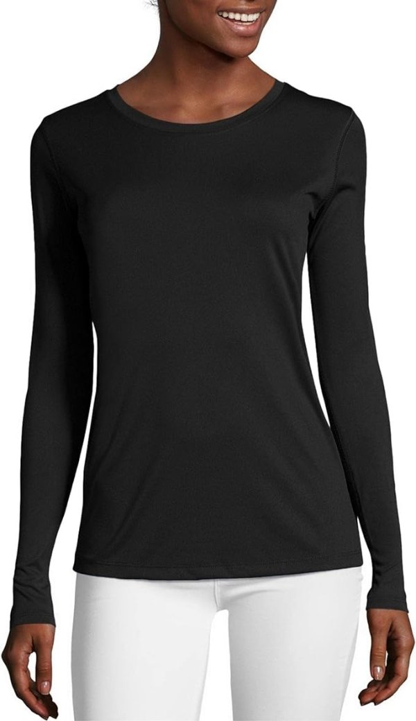 Women's Sport Cool Dri Long Sleeve Crewneck T-Shirt, Moisture-Wicking Performance Tee