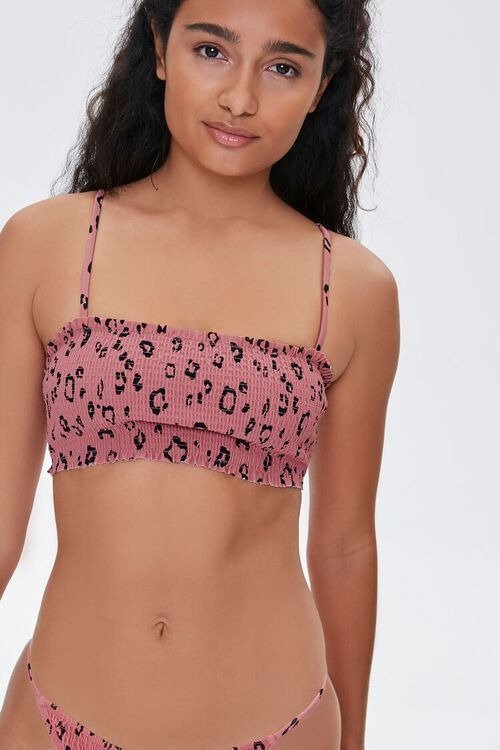 Leopard Print Bralette Bikini Top