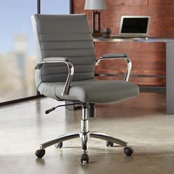 ® Winsley Modern Comfort Manager Bonded Leather Mid-Back Chair, Gray/Chrome Item # 466979