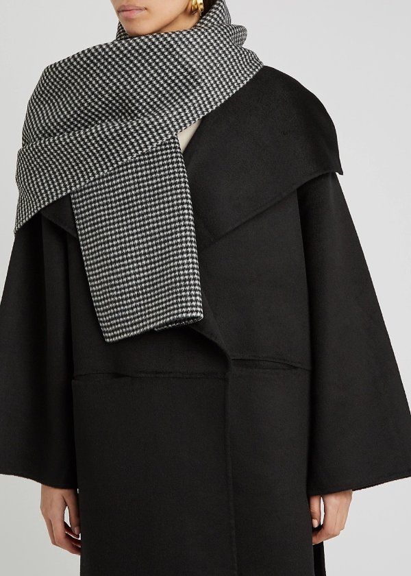 Houndstooth wool and cashmere-blend scarf