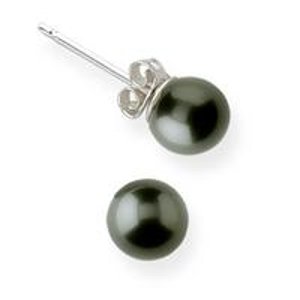 Sterling Silver Genuine Black Shell Pearl Earrings
