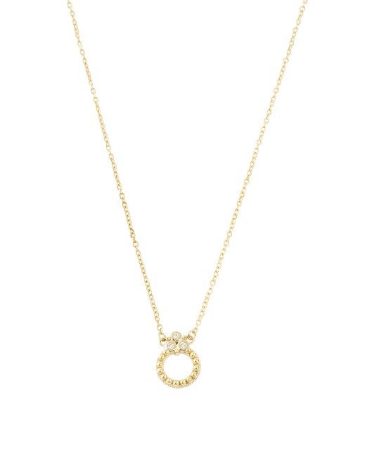 14k Gold And Diamond Circle Necklace