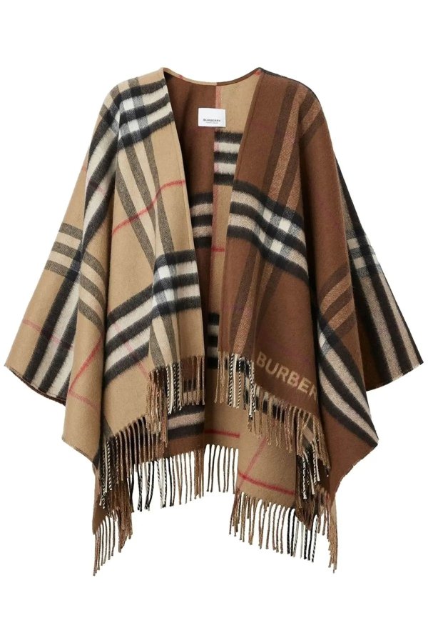 Check wool and cashmere cape Burberry