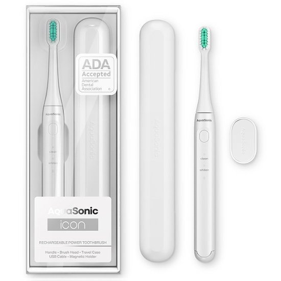 - Icon ADA-Accepted Rechargeable Toothbrush | Magnetic Holder & Slim Travel Case - white