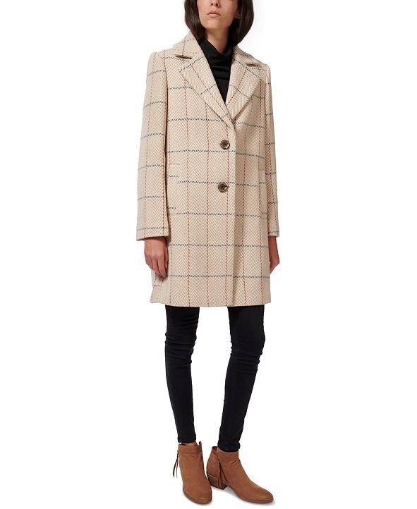 Plaid Single-Breasted Walker Coat, Created for Macy's