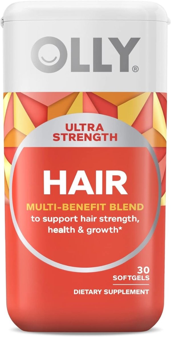 Ultra Strength Hair Softgels, Supports Hair Health, Biotin, Keratin, Vitamin D, B12, Hair Supplement, 30 Day Supply - 30 Count (Packaging May Vary)