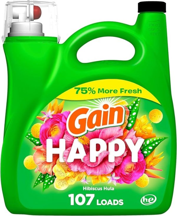 Liquid Laundry Detergent, Happy, HE Compatible, 154 fl oz, 107 Loads