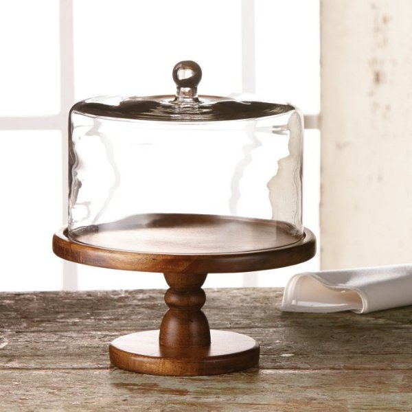 Madera Pedestal Plate with Glass Dome