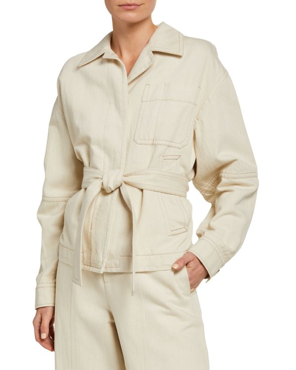 Cotton-Blend Belted Utility Jacket