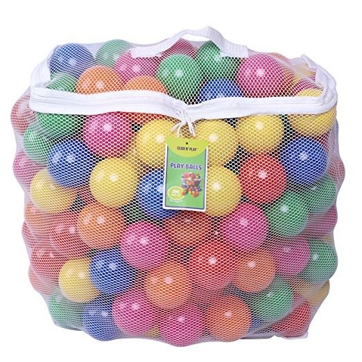 Pack of 200 Phthalate Free BPA Free Crush Proof Plastic Ball, Pit Balls - 6 Bright Colors in Reusable and Durable Storage Mesh Bag with Zipper