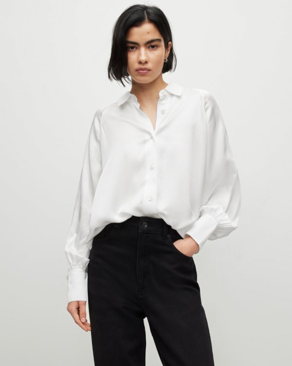 Oana Silk Blend Shirt White | ALLSAINTS US