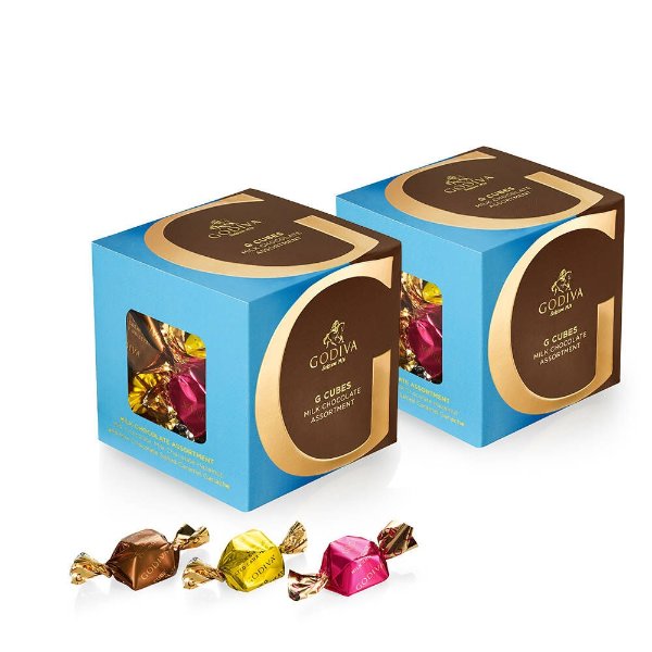 Milk Chocolate Assortment G Cube Box, Set of 2, 22 pcs. each | GODIVA