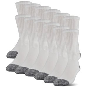 Gildan mens Polyester Half Cushion Crew Socks, 12-pack