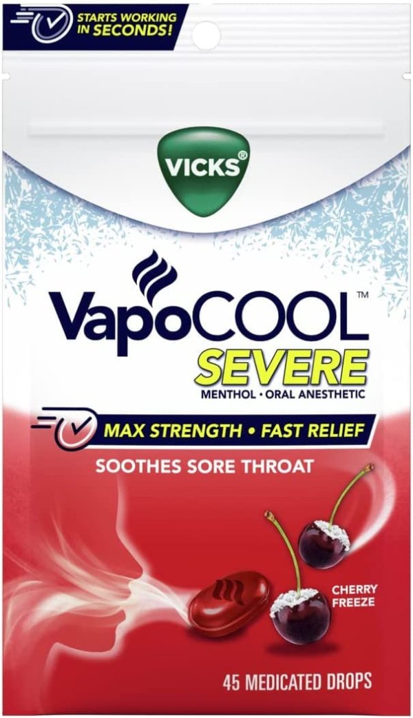VapoCOOL SEVERE Medicated Sore Throat Drops 225Ct