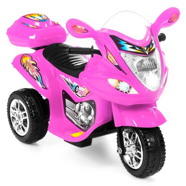 6V Kids 3-Wheel Motorcycle Ride-On Toy w/ LED Lights, Music, Storage