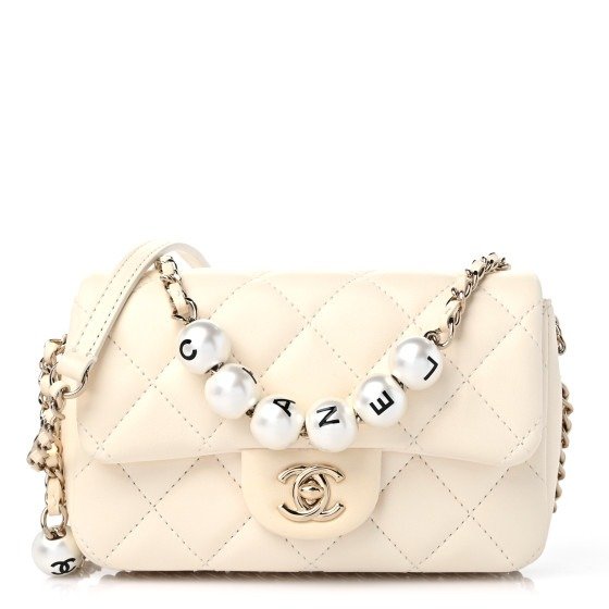 Lambskin Quilted Mini My Precious Flap White